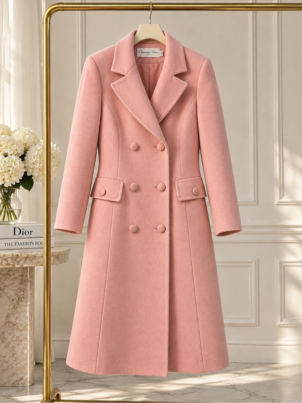 Christian Dior Paris Pink 100% Cashmere Coat FR36 Made in France